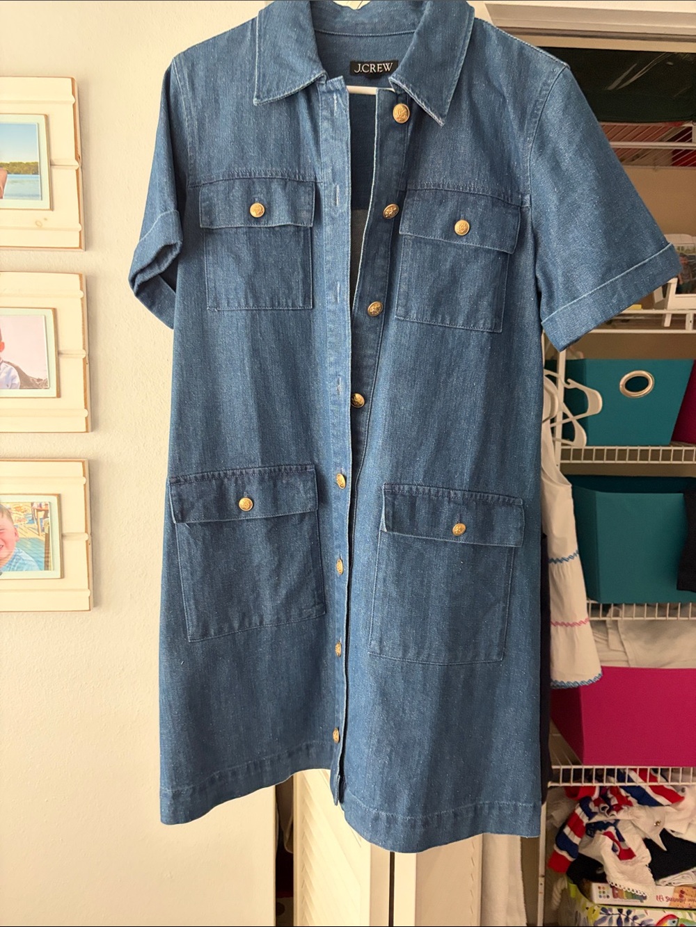 J.Crew Short Sleeve Denim Dress in Deep blue